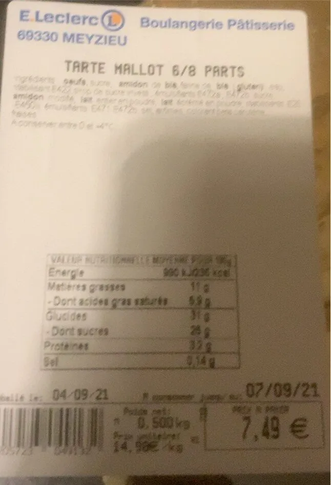 Tarte mallot