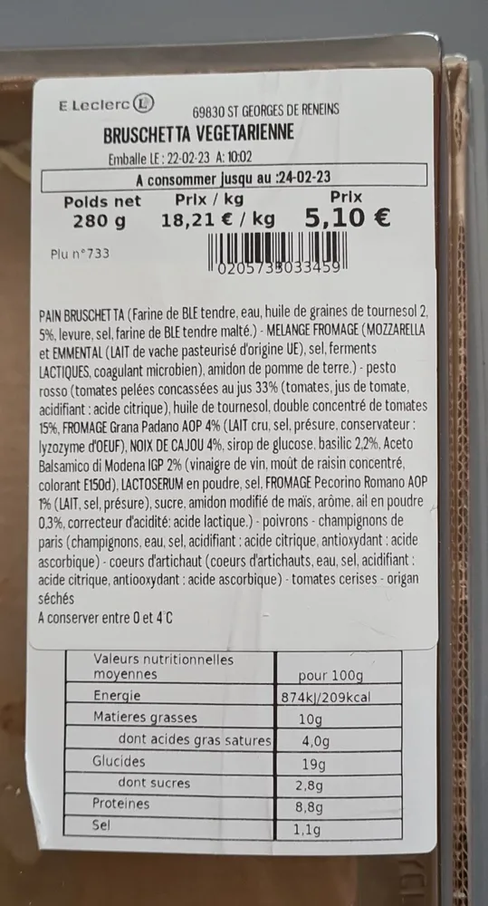 Bruschetta vegetarienne