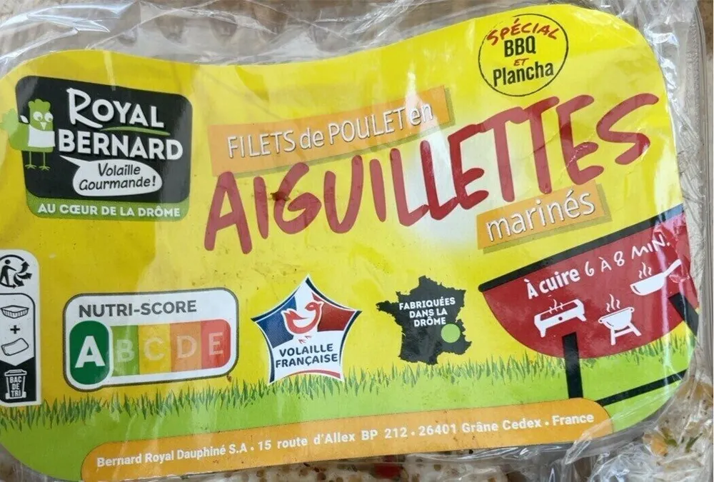 Filets de poulet en aiguillettes marinés
