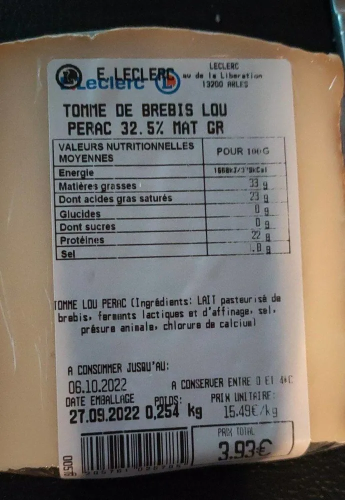 Tomme de brebis