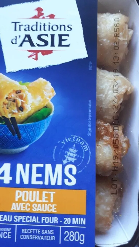 4 nems poulet avec sauce
