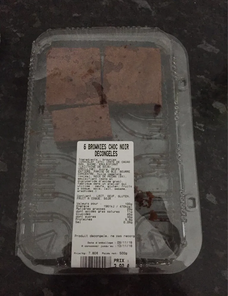 Brownies choc noir decongeles