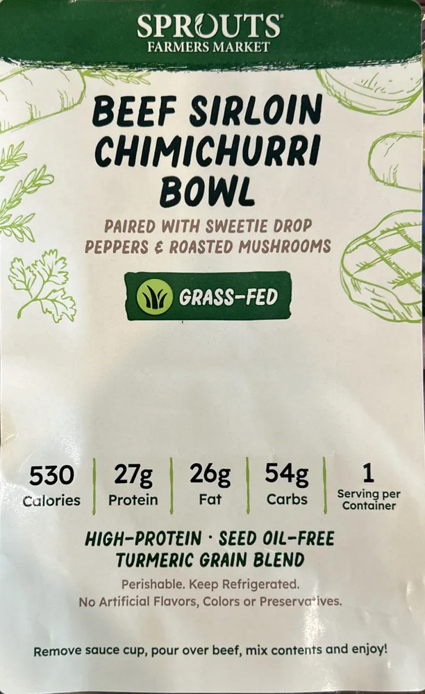 Beef sirloin chimichurri bowl