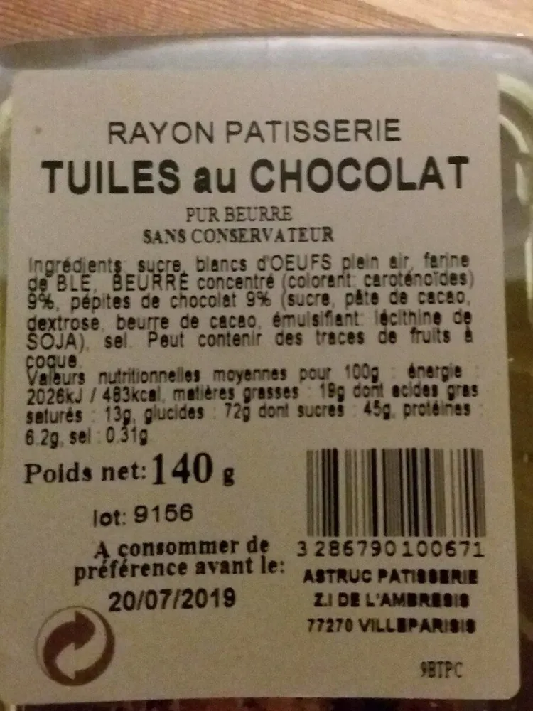 TUILES AU CHOCOLAT