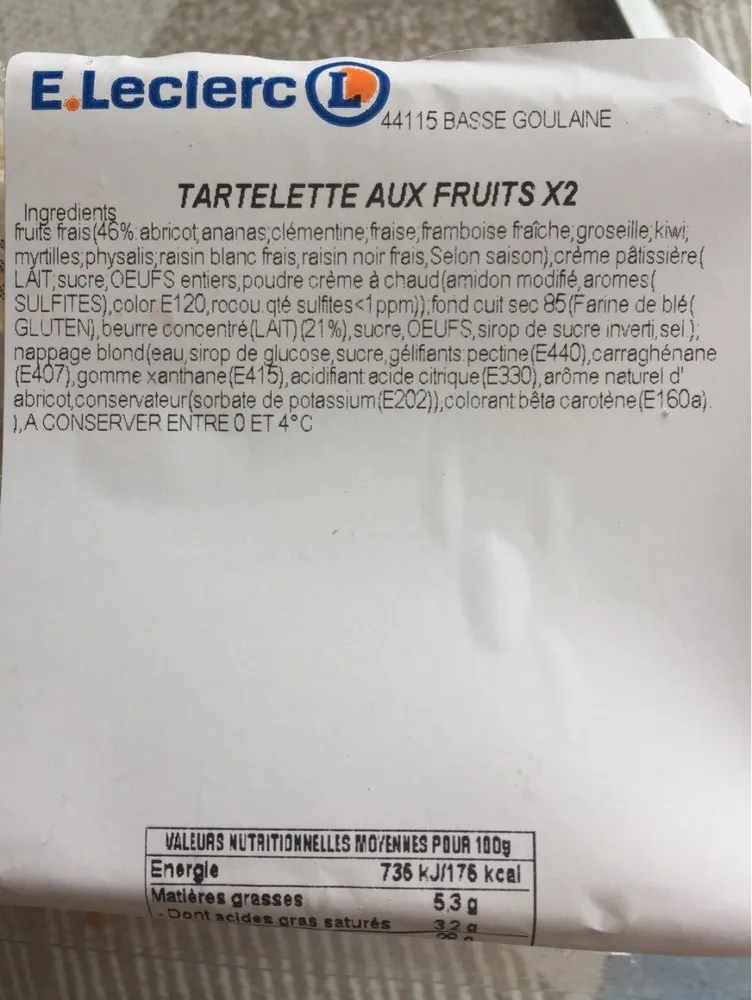 Tartelette aux fruits
