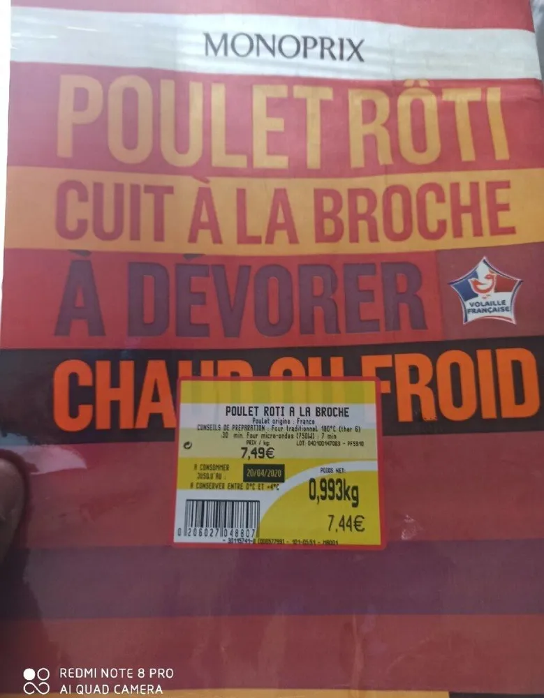 Poulet rôti cuit à la broche