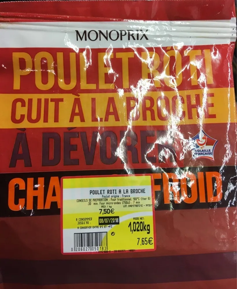 Poulet rôti cuit à la broche