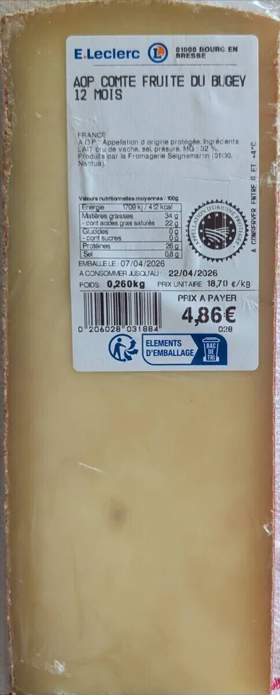 Aop comte fruité du Bugey 12 mois