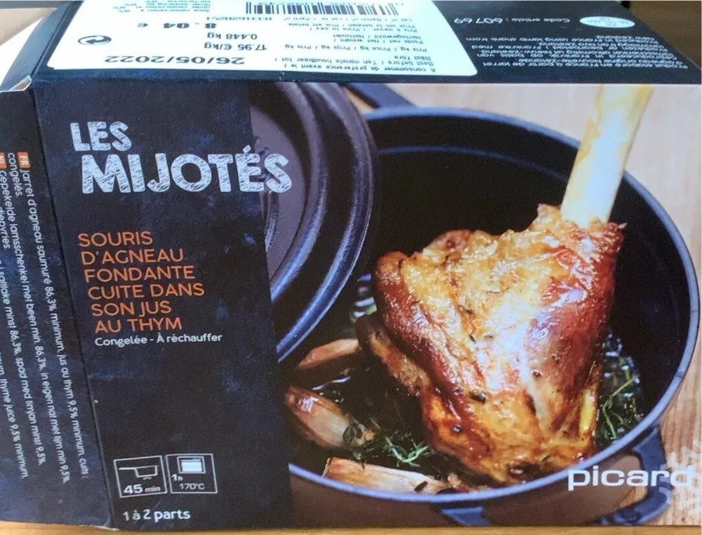 Souris d’agneau fondante cuite dans son jus de thym