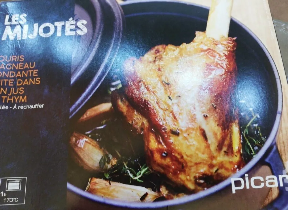 Souris d'agneau fondante cuite dans son jus au thym