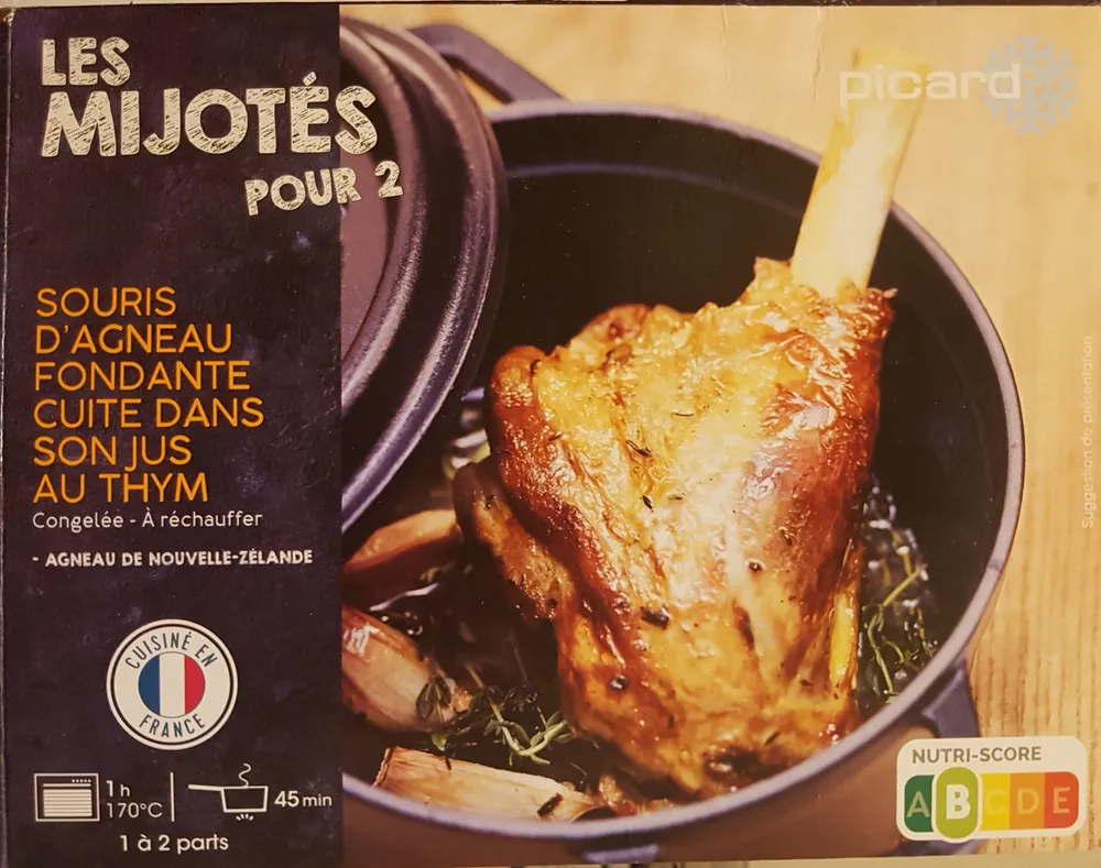 Souris d'agneau fondante cuite dans son jus au thym