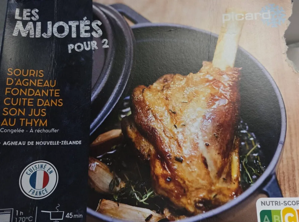 Souris d'agneau fondante cuite dans son jus au thym