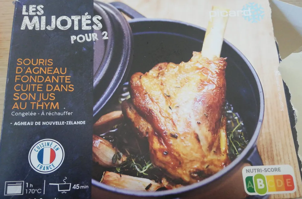 Souris d'agneau fondante cuite dans son jus au thym