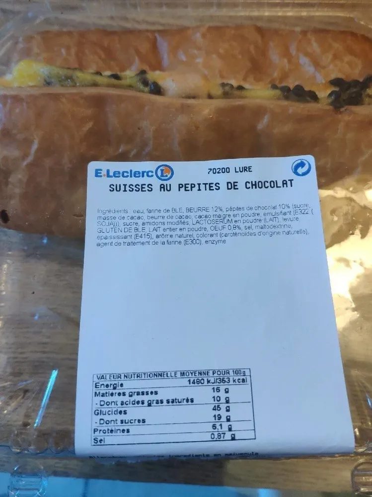 Suisse au pépites de chocolat