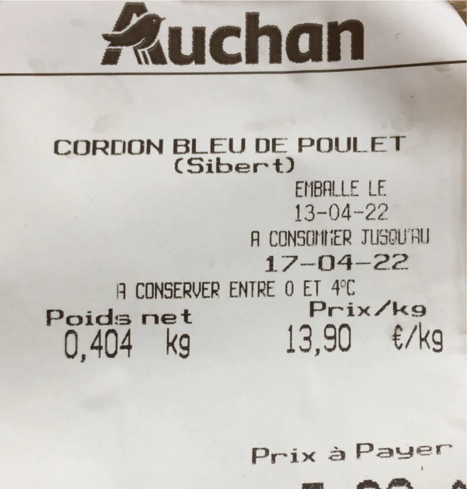 Cordon bleu de poulet (Sibert)