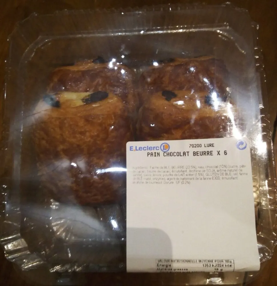 Pain chocolat beurre *6