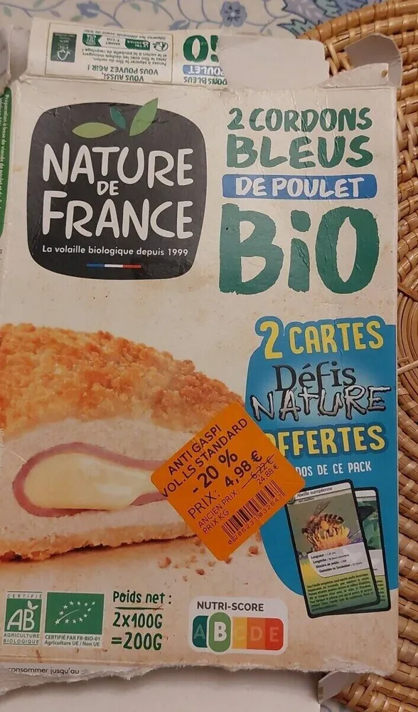 2 cordons bleus de poulet bio