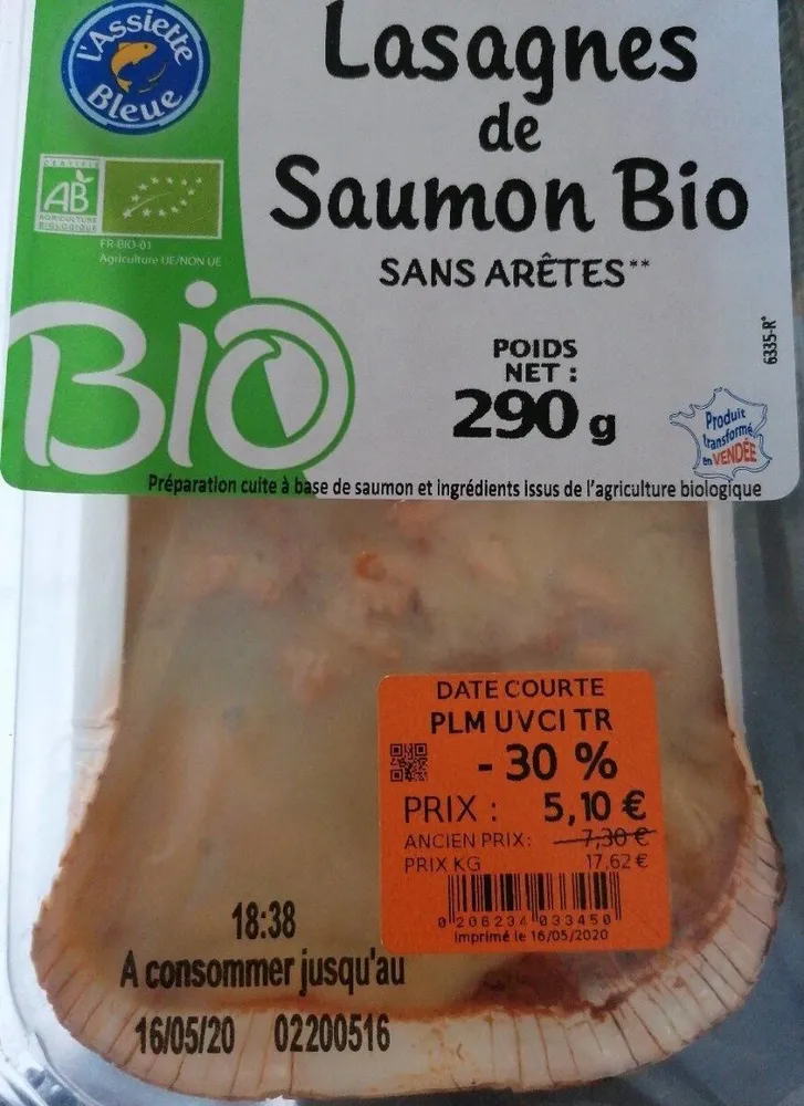 Lasagnes de Saumon Bio