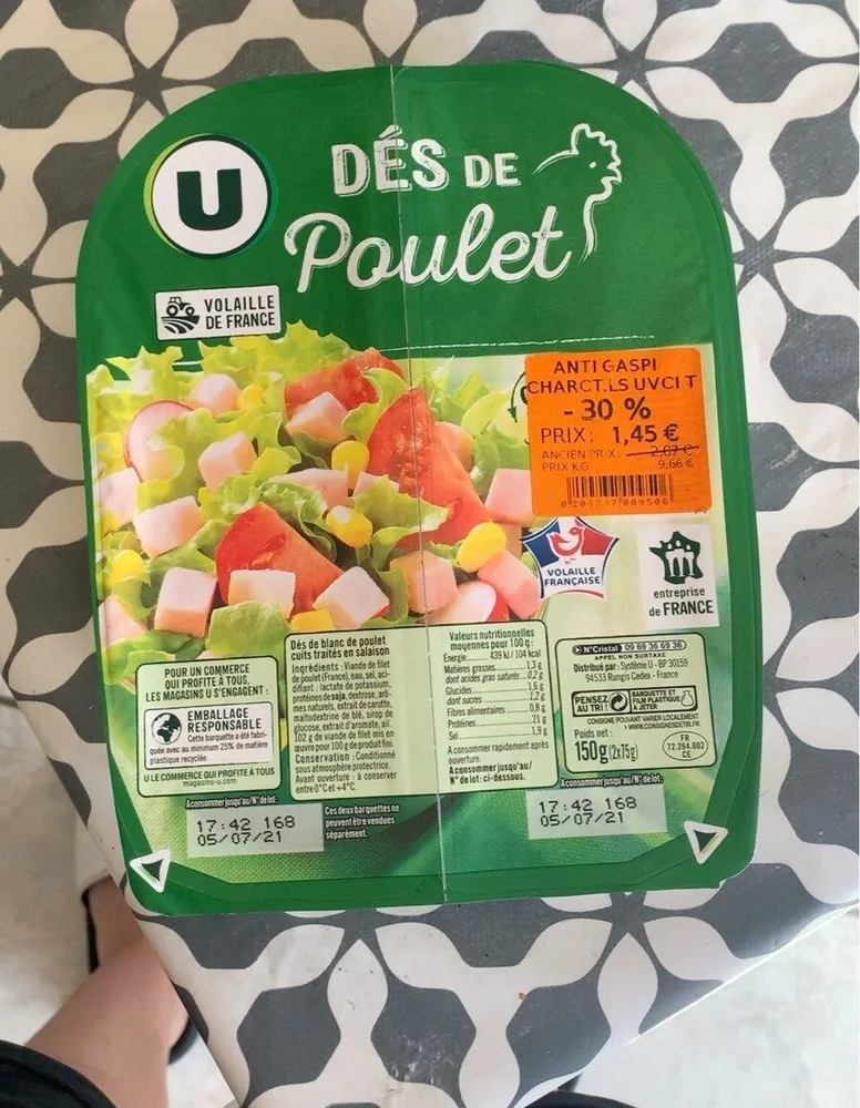 Dés de poulet