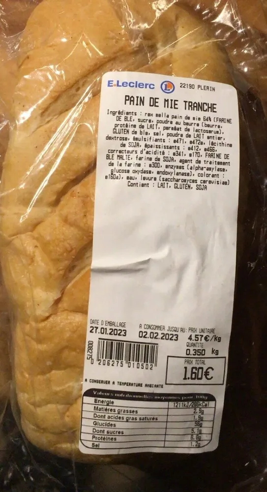 Pain de mie tranche