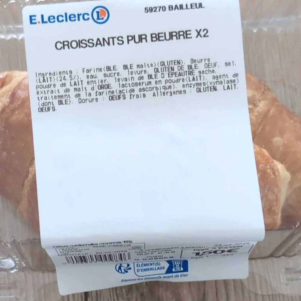 Croissant pur beurre x2
