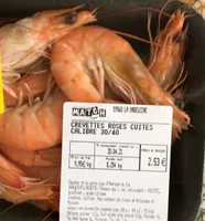 Crevettes roses cuites calibre 30/40