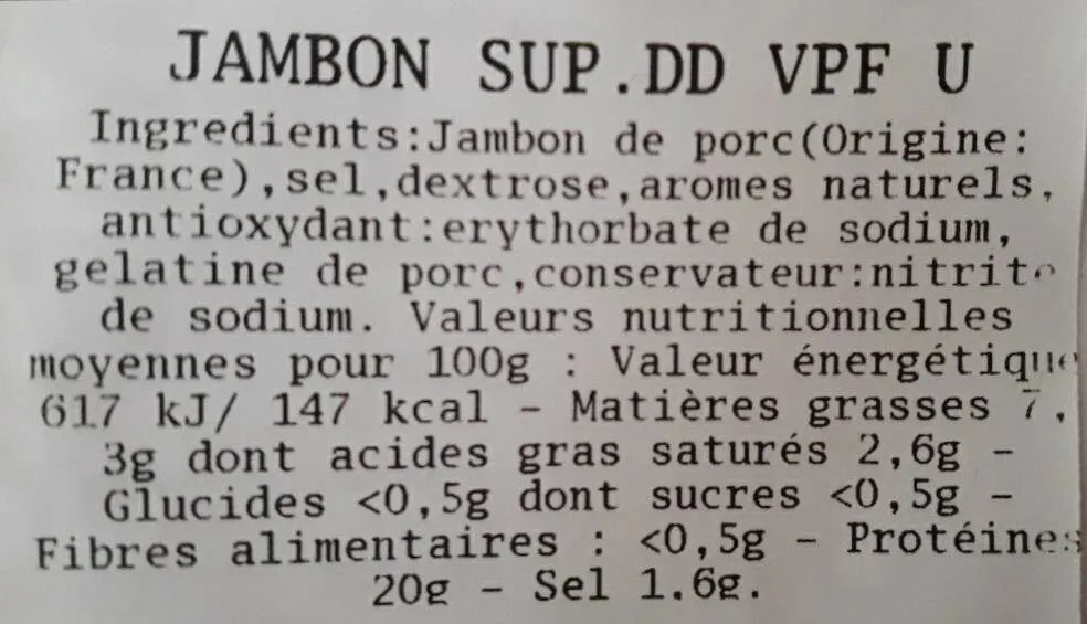 Jambon U Supérieur DD VPF