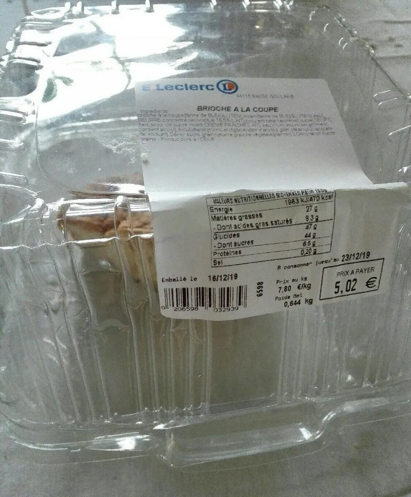 Brioche à la coupe Leclerc