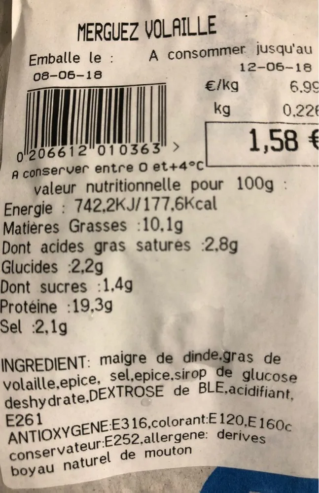 Merguez volaille
