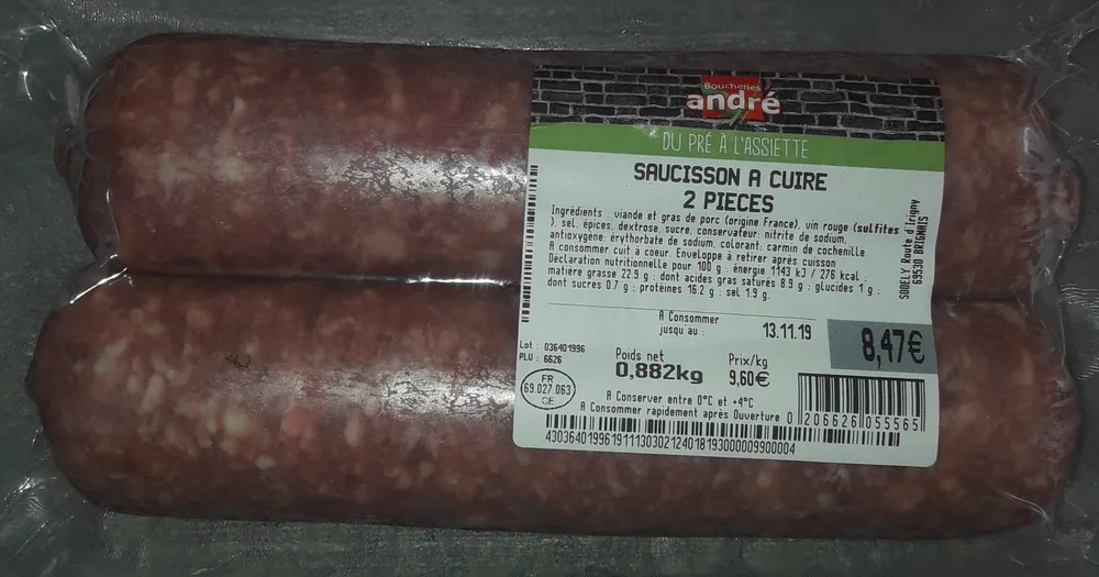 Saucisson a cuire 2 pièces