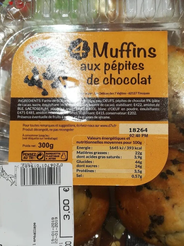 4 muffins aux chocolats