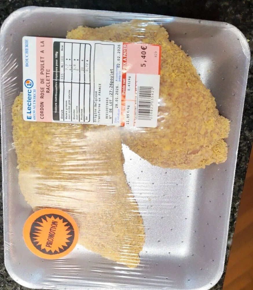 Cordon rose de poulet à la raclette