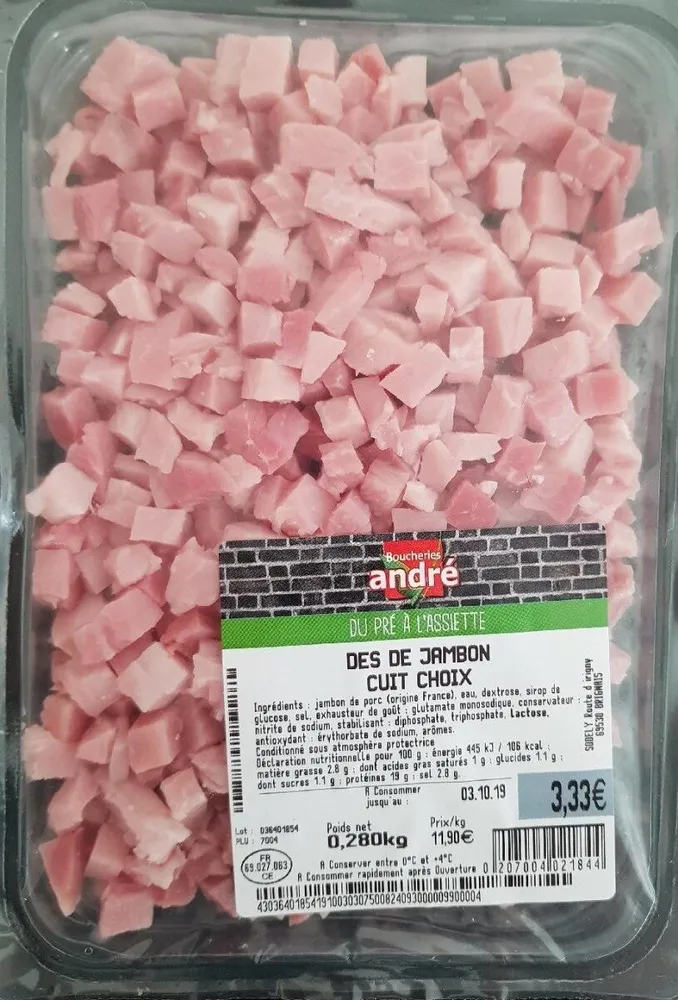 Dés de jambon cuit