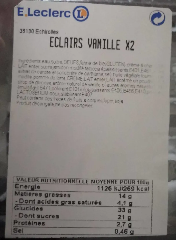 Éclair vanille x2
