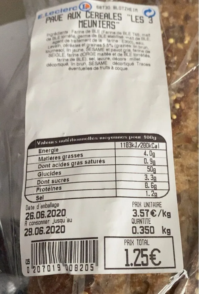 Pavé aux cereales