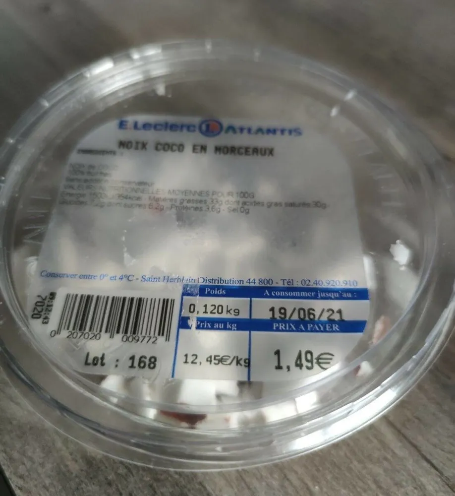 Noix de coco en morceaux