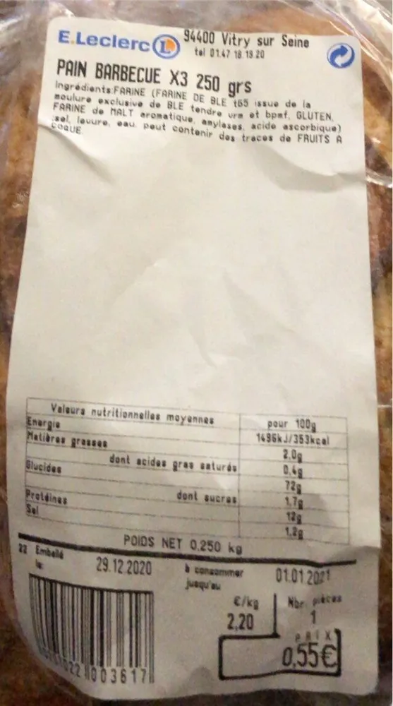 Pain barbecue *3 250grs