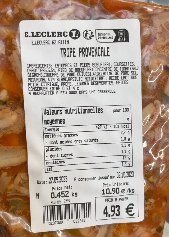 Tripe provençale