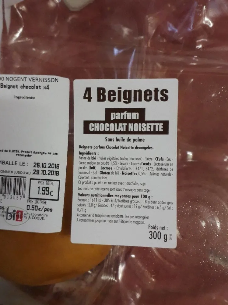 4 beignets chocolat noisette