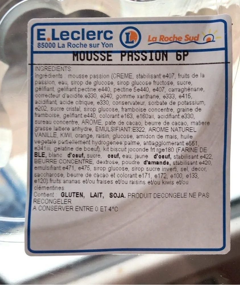 Gateau mousse passion