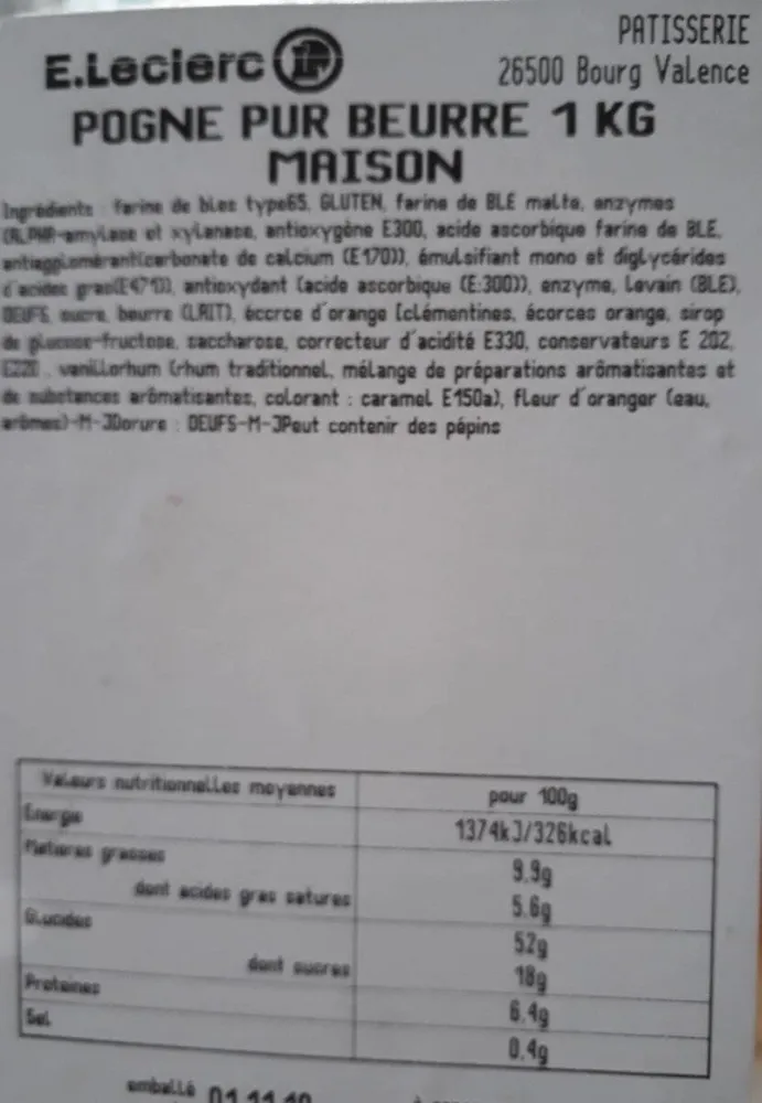 Pogne pur beurre 1kg maison