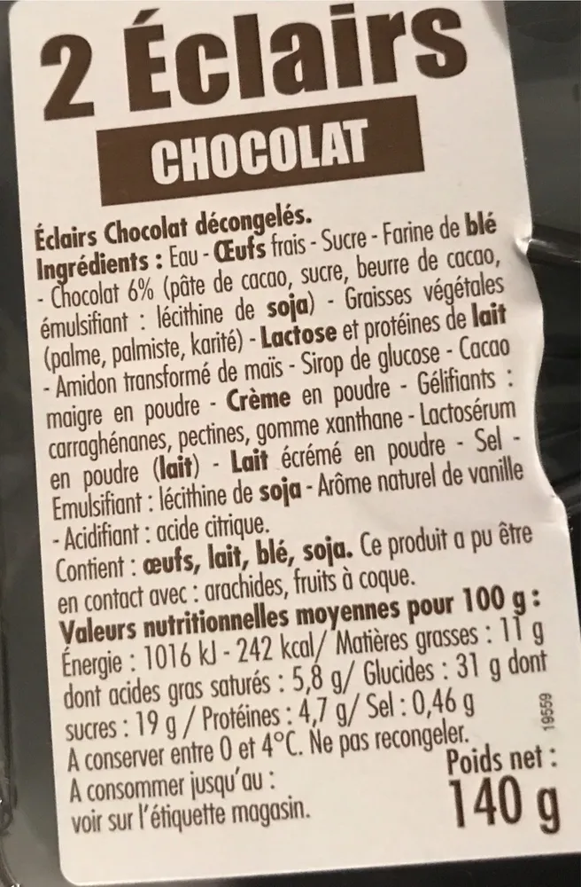 Éclairs Chocolat Décongelés