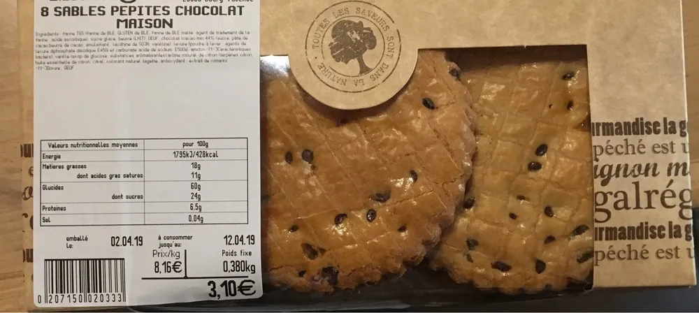 Sablés pepites chocolat maison