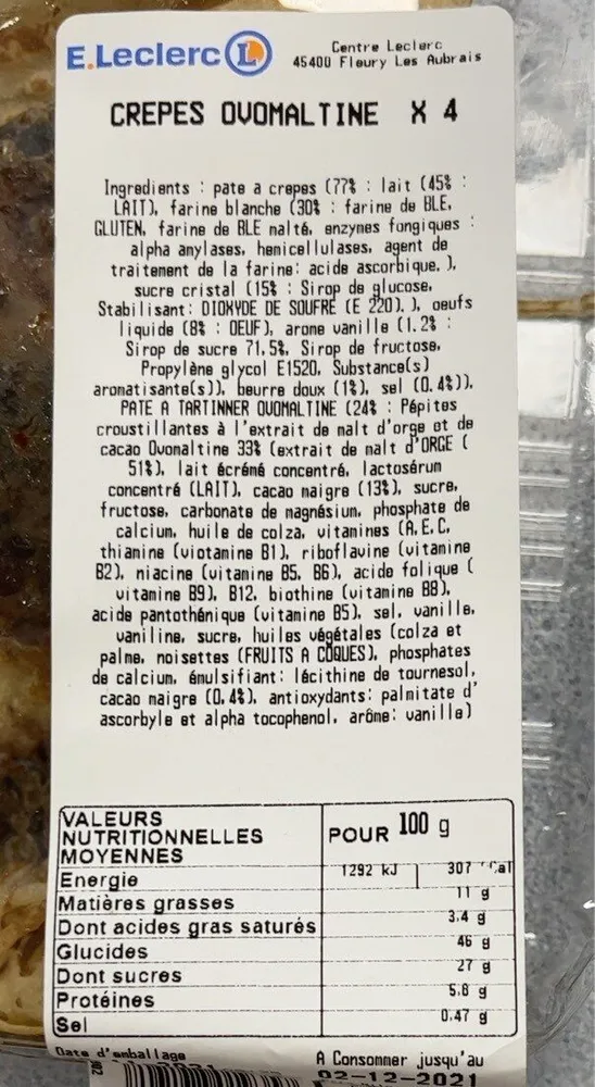 Crepes ovomaltine