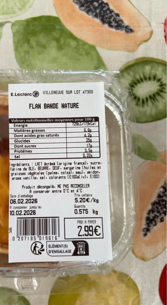 Flan bande nature