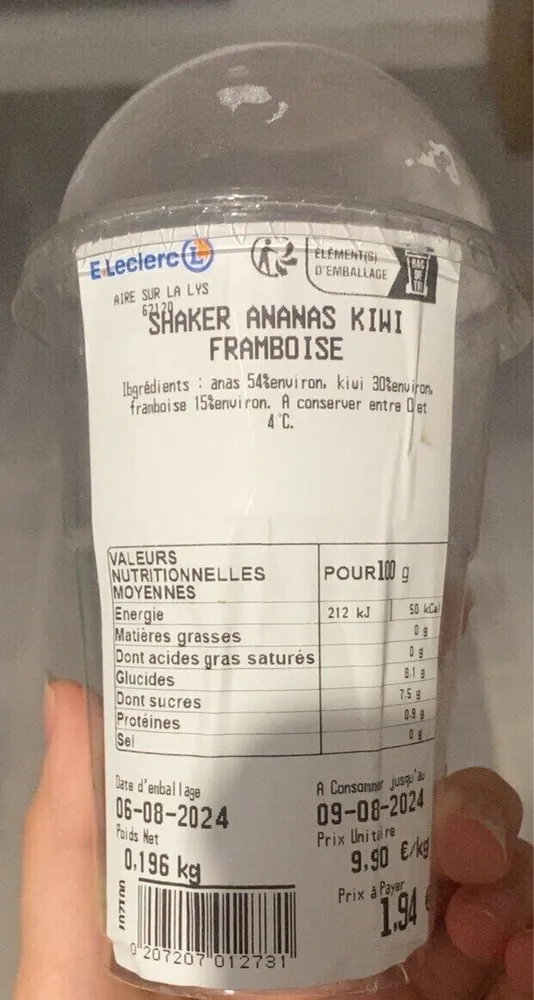 Shaker ananas kiwi framboise