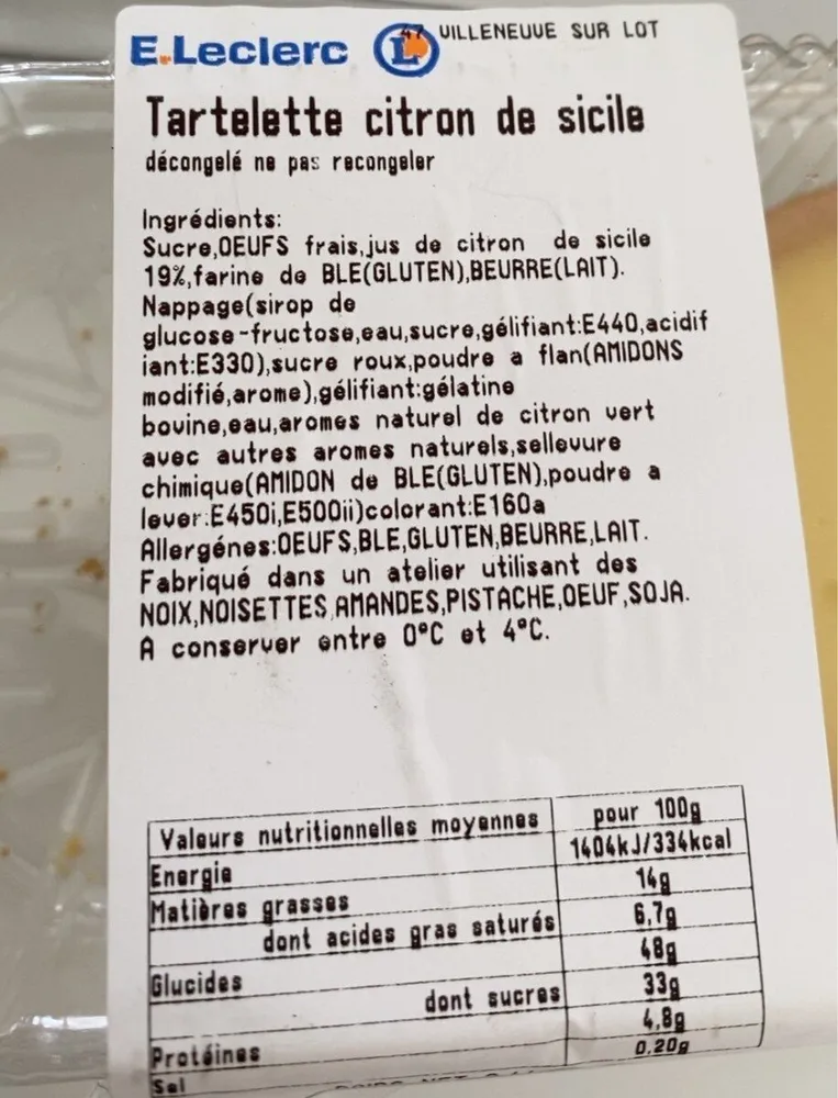 Tartelette citron de sicile