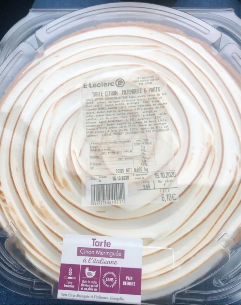 Tarte citron meringuee E.Leclerc