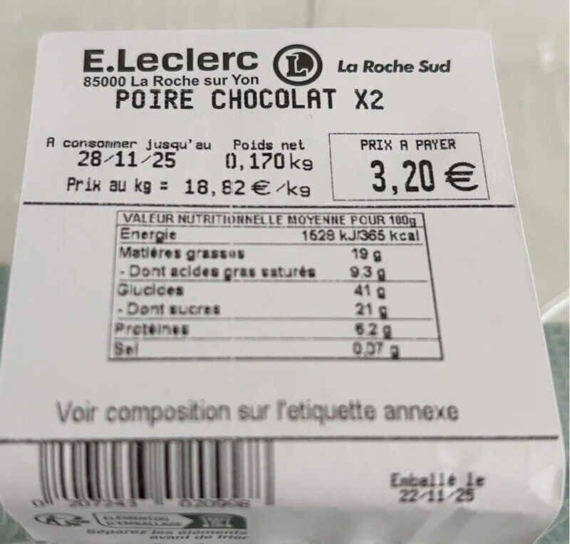 Tartelette poire chocolat