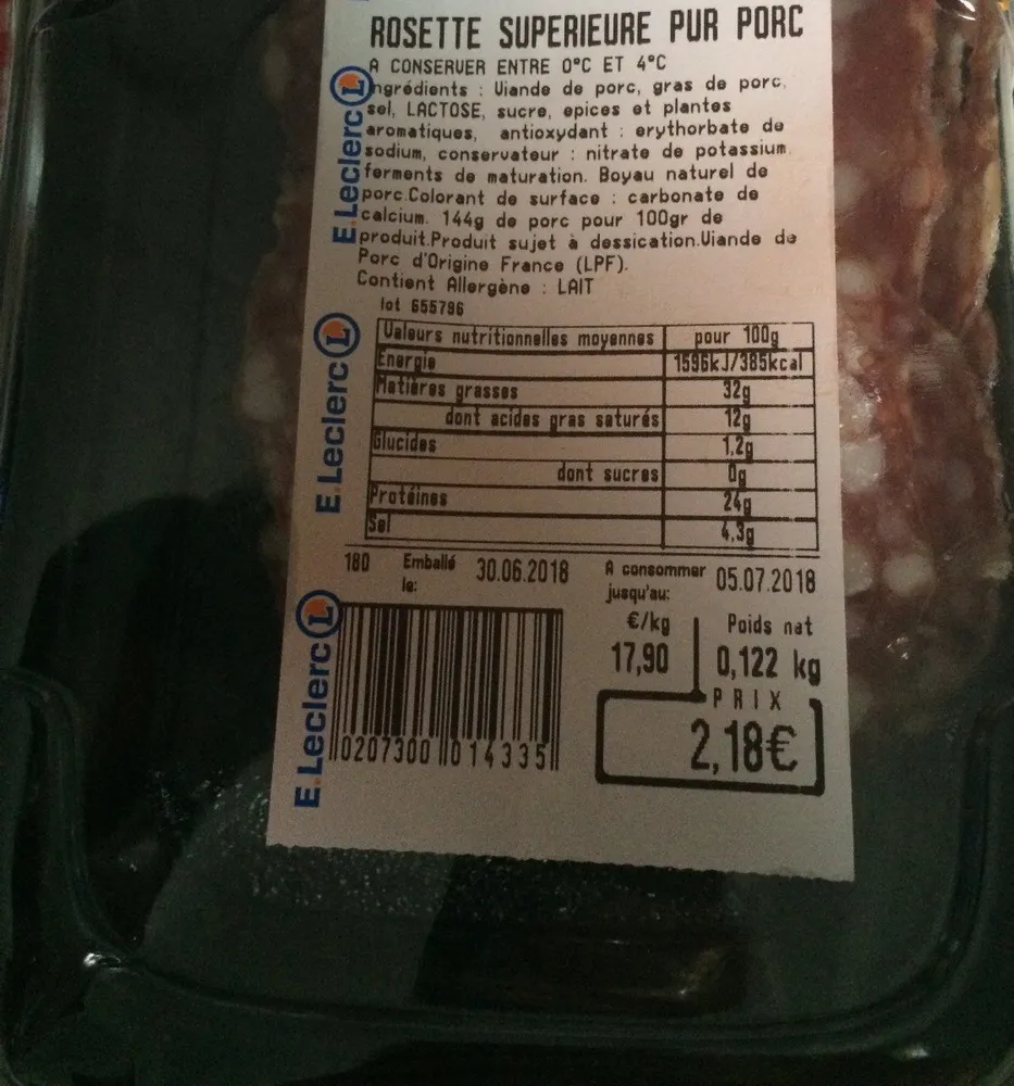 Rosette superieur pur porc